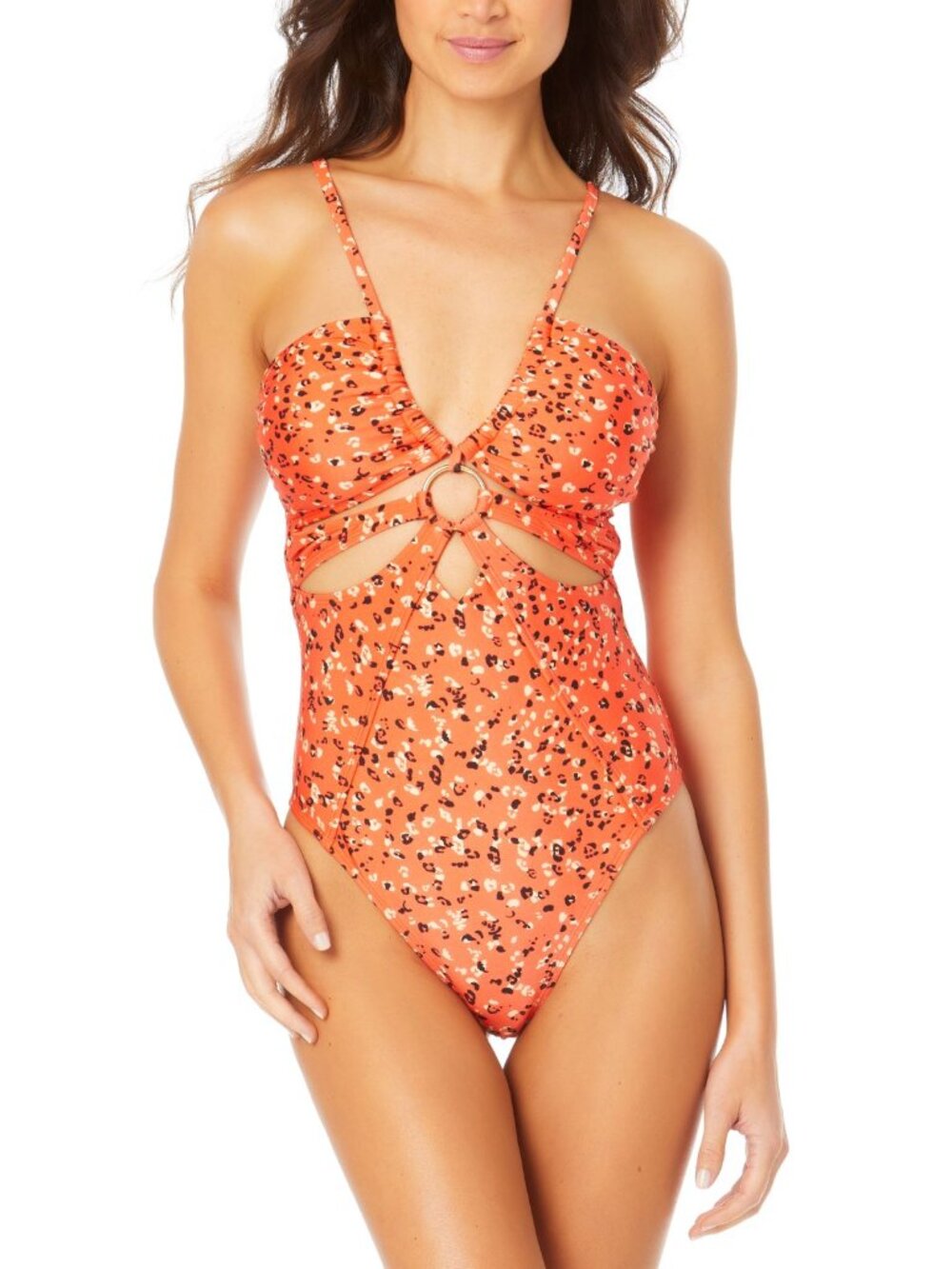 California Waves Juniors Printed V-Neck One-Piece Swimsuit